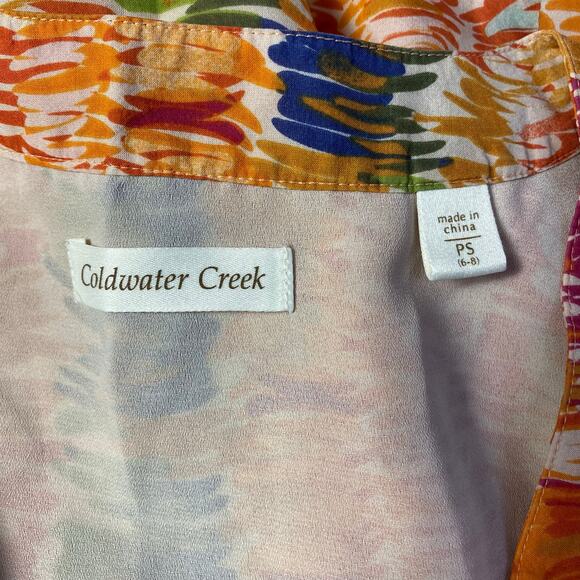 Coldwater Creek Silk Multicolor 3/4 Sleeve Blouse Womens Size PS Boho - Picture 2 of 10